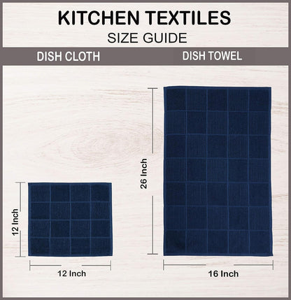 Terry Dish Towel | Set of 4 | 16 X 26 Inches | Durable, Soft and Absorbent |100% Cotton Dishtowels | Perfect for Household and Commercial Uses | Blue