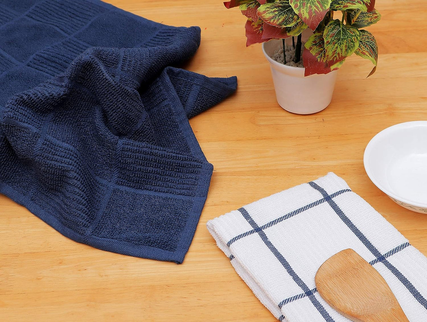 Terry Dish Towel | Set of 4 | 16 X 26 Inches | Durable, Soft and Absorbent |100% Cotton Dishtowels | Perfect for Household and Commercial Uses | Blue