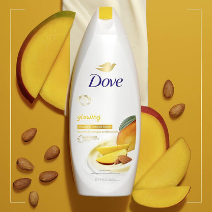 Glowing Body Wash Moisturizes for Radiant Skin Mango Butter and Almond Butter Moisturizing and Sulfate-Free 22 Oz, 4 Count