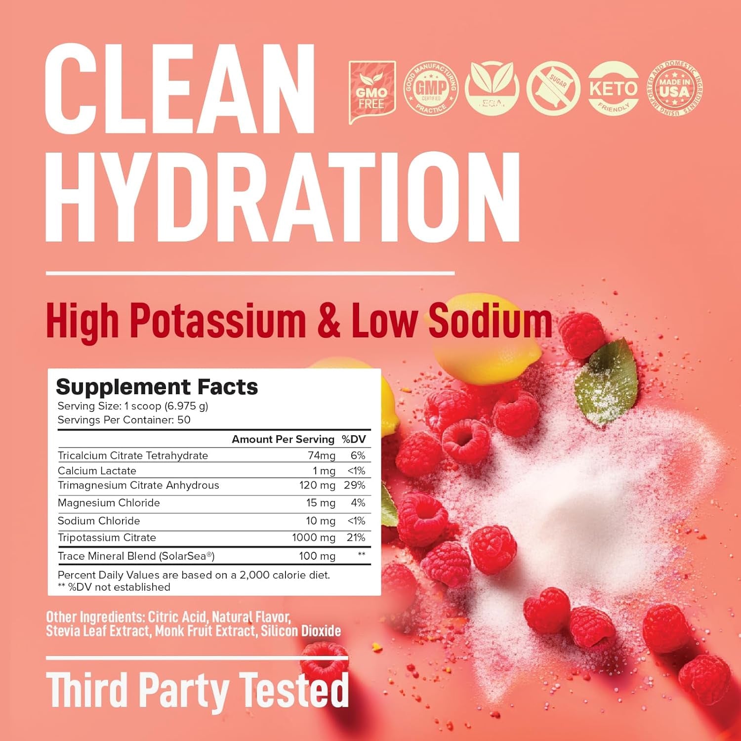 Keto Electrolytes Powder No Sugar - Sugar Free Electrolytes - Keto Hydration Electrolytes - Made in USA - Delicious Raspberry Lemonade Flavor - Mixes Easily No Clumps