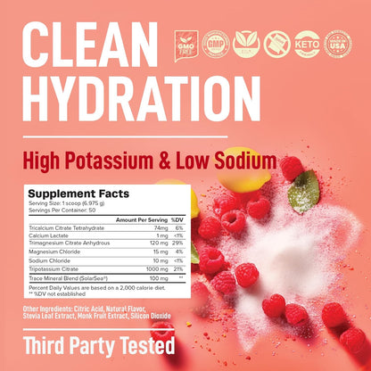 Keto Electrolytes Powder No Sugar - Sugar Free Electrolytes - Keto Hydration Electrolytes - Made in USA - Delicious Raspberry Lemonade Flavor - Mixes Easily No Clumps