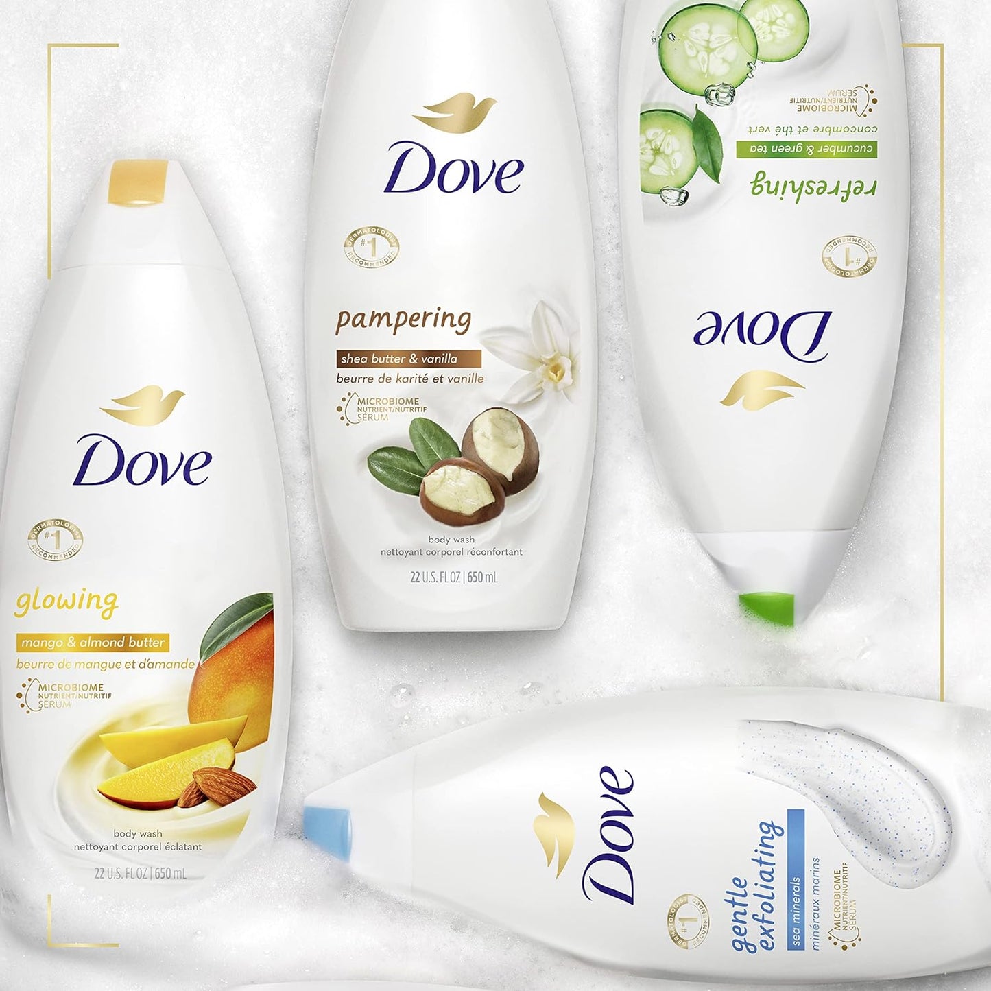 Glowing Body Wash Moisturizes for Radiant Skin Mango Butter and Almond Butter Moisturizing and Sulfate-Free 22 Oz, 4 Count