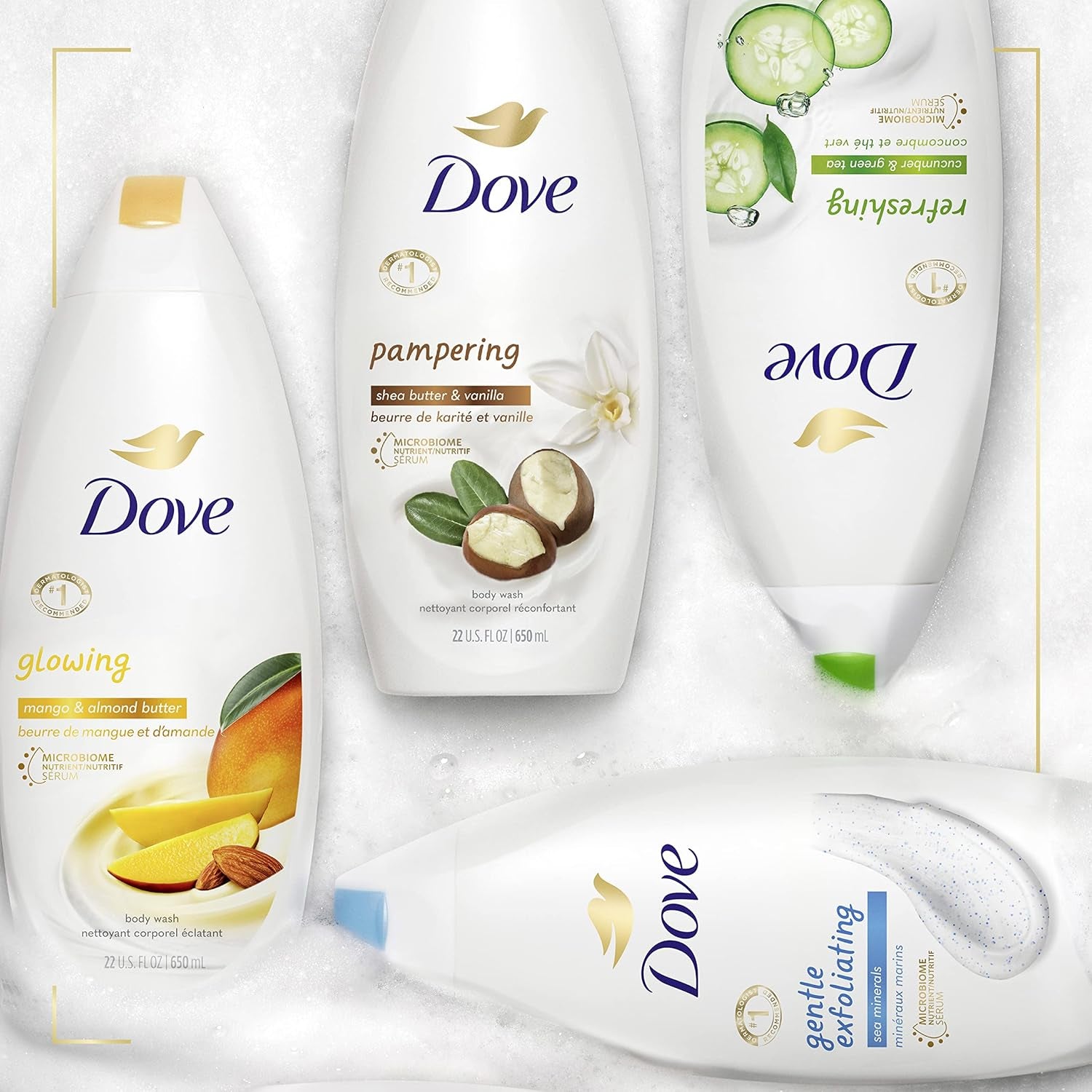 Glowing Body Wash Moisturizes for Radiant Skin Mango Butter and Almond Butter Moisturizing and Sulfate-Free 22 Oz, 4 Count