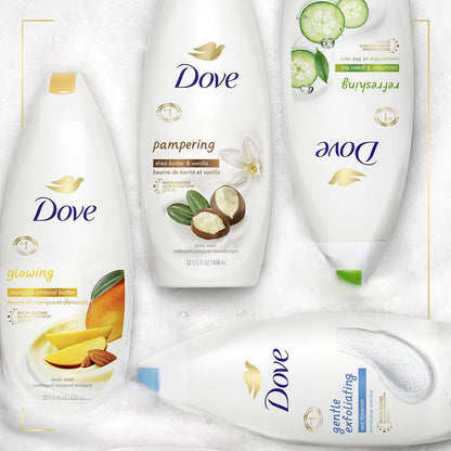 Glowing Body Wash Moisturizes for Radiant Skin Mango Butter and Almond Butter Moisturizing and Sulfate-Free 22 Oz, 4 Count