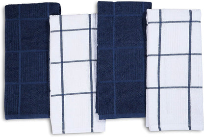 Terry Dish Towel | Set of 4 | 16 X 26 Inches | Durable, Soft and Absorbent |100% Cotton Dishtowels | Perfect for Household and Commercial Uses | Blue