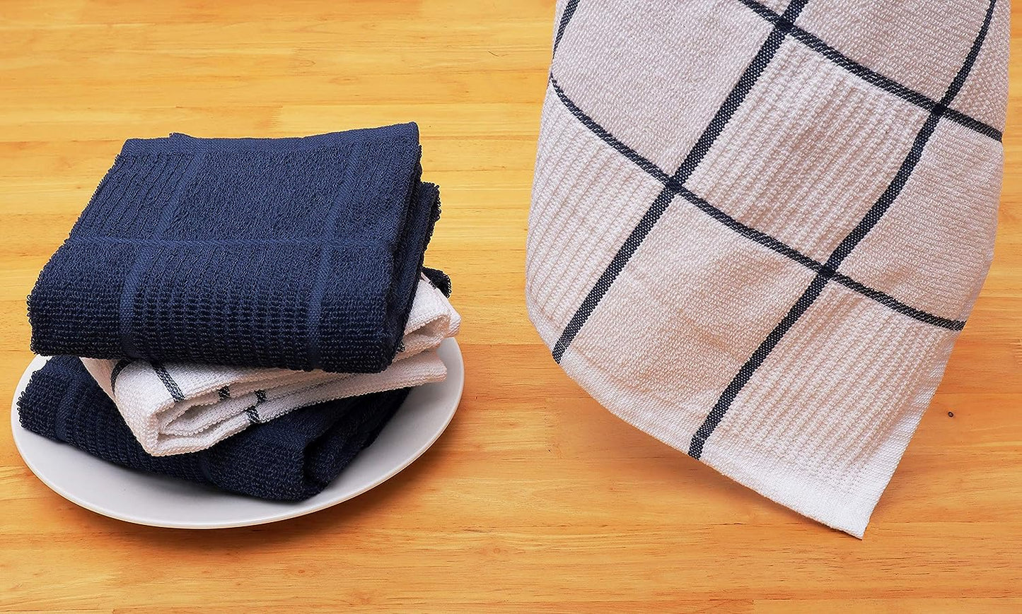 Terry Dish Towel | Set of 4 | 16 X 26 Inches | Durable, Soft and Absorbent |100% Cotton Dishtowels | Perfect for Household and Commercial Uses | Blue