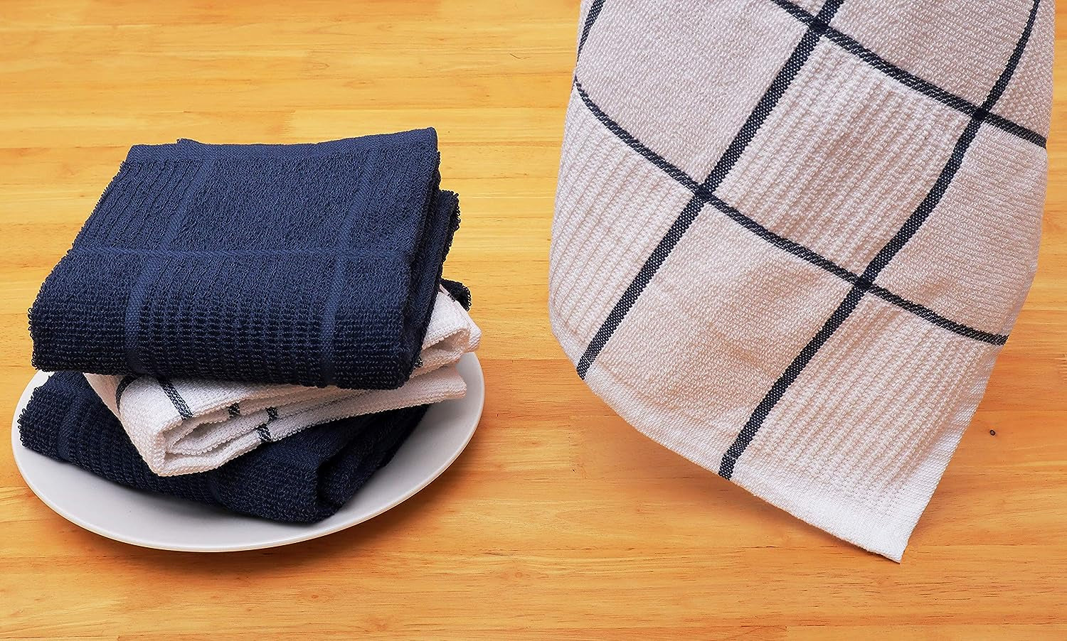 Terry Dish Towel | Set of 4 | 16 X 26 Inches | Durable, Soft and Absorbent |100% Cotton Dishtowels | Perfect for Household and Commercial Uses | Blue